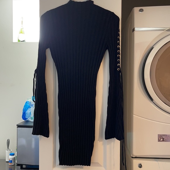 Fashion Nova Medium Body con Black  Sweater dress with gold detailing & ties - Picture 6 of 6